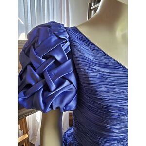 Vintage Mary McFadden Pleated Plisse‎ Amazing Blue Dress Special! S